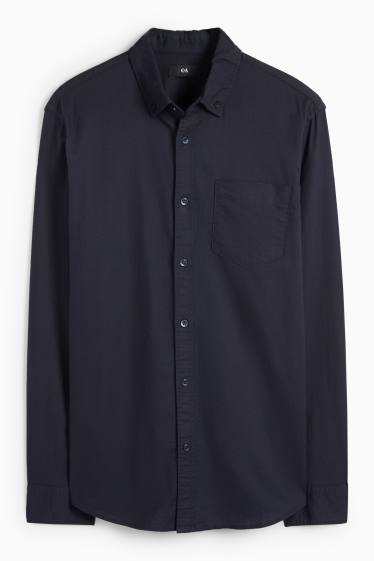 Men - Shirt - regular fit - button-down collar - dark blue