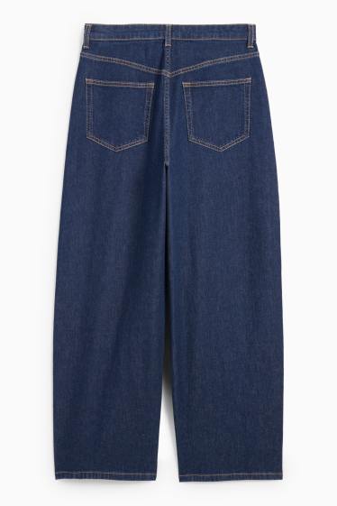 Femei - Baloon jeans - talie medie - denim-albastru închis