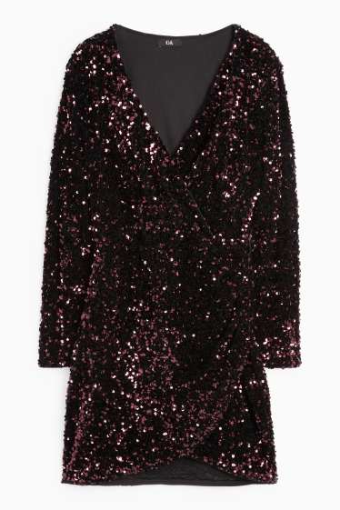 Femei - Rochie bodycon cu paiete - bordo