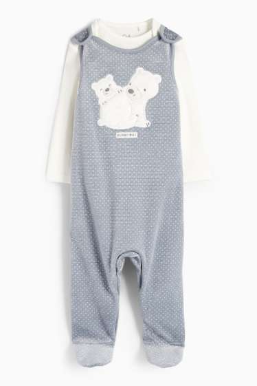 Unisex - Urs polar - set salopetă - reiată - 2 piese - gri