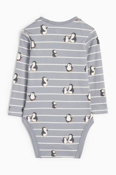 Unisex - Pinguin - body bebeluși - cu dungi - albastru