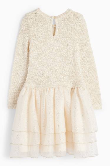 Copii - Fete - Rochie - aspect lucios - crem