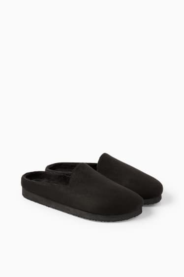 Bărbați - Papuci de casă - imitație de piele întoarsă - negru