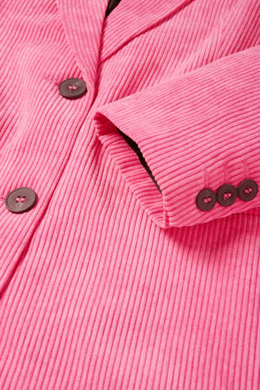 Femei - Blazer lung din catifea reiată - regular fit - roz