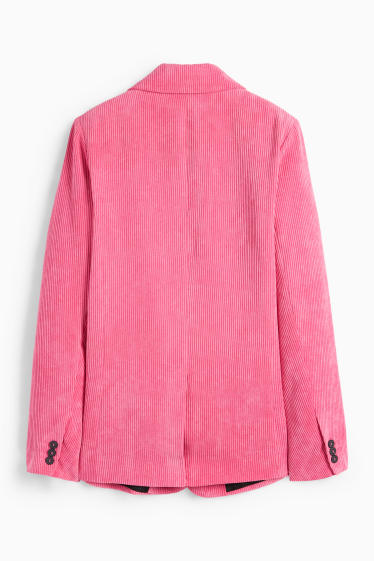 Femei - Blazer lung din catifea reiată - regular fit - roz