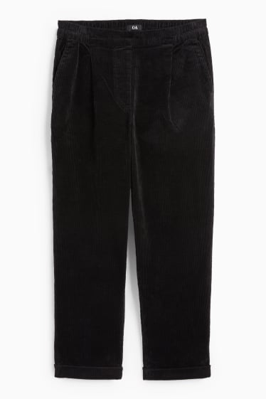 Damen - Cordhose - High Waist - Tapered Fit - LYCRA® - schwarz