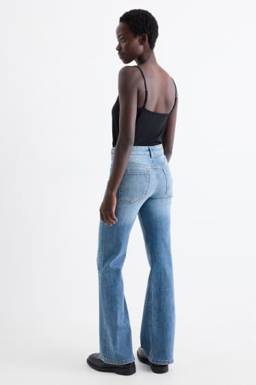 Femei - Flared jeans - talie medie - LYCRA® - denim-albastru