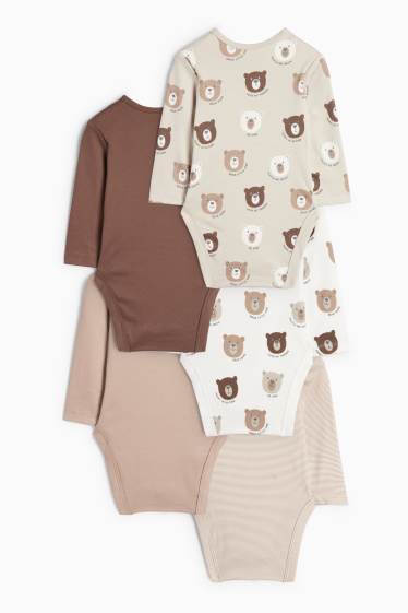Unisex - Multipack 5 buc. - ursuleți - body bebeluși - taupe