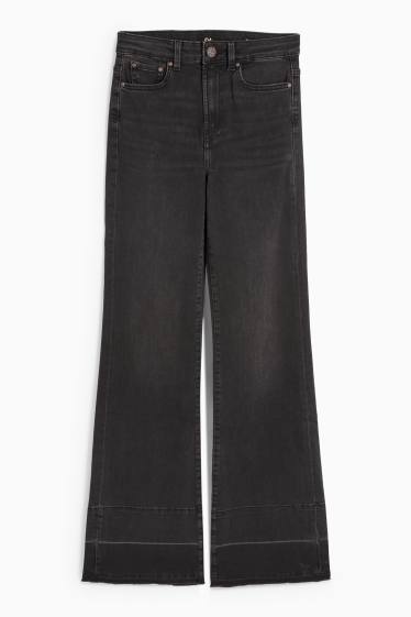 Femei - Flared jeans - talie medie - denim-gri închis