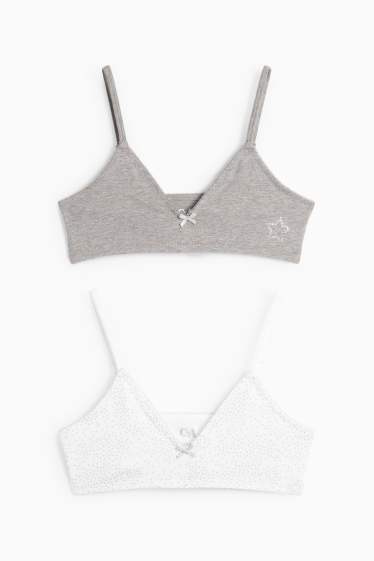 Children Girls - Multipack of 2 - star - bralette - white / gray