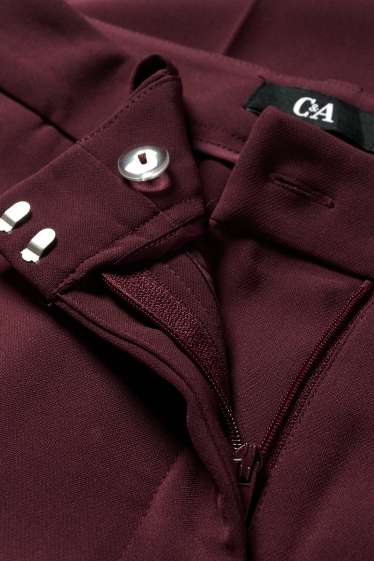 Dámské - Business kalhoty - high waist - wide leg - bordeaux