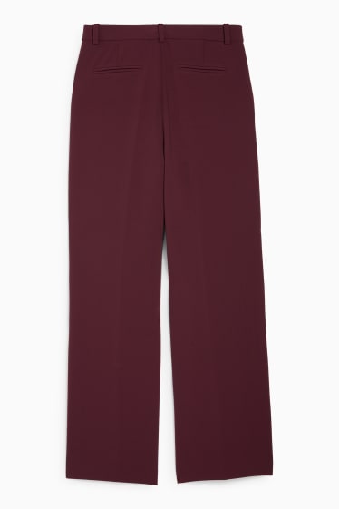 Dámské - Business kalhoty - high waist - wide leg - bordeaux