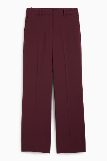 Dámské - Business kalhoty - high waist - wide leg - bordeaux
