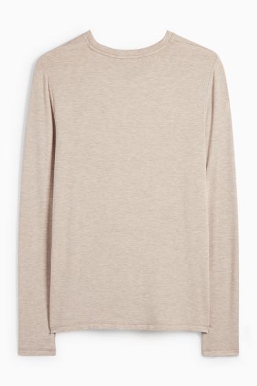 Dámské - Tričko s dlouhým rukávem - slim fit - taupe