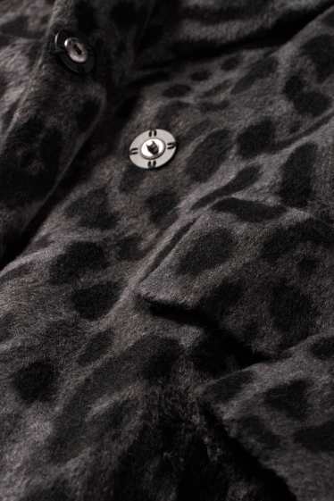 Femei - Palton - imprimeu de leopard - gri închis