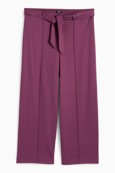 Femei - Pantaloni din jerseu - talie medie - flared fit - mov