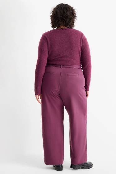 Femei - Pantaloni din jerseu - talie medie - flared fit - mov