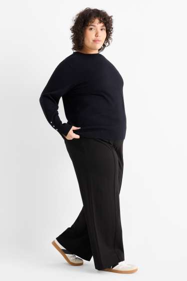 Femei - Pantaloni din jerseu - talie medie - flared fit - negru