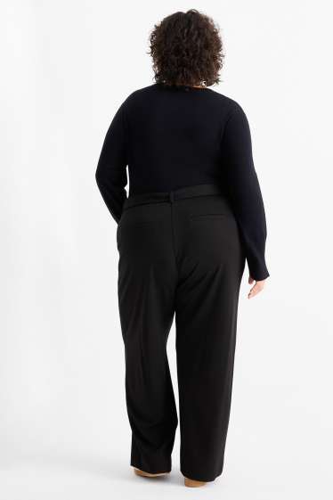 Femei - Pantaloni din jerseu - talie medie - flared fit - negru