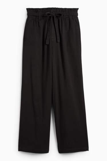 Damen - Stoffhose - High Waist - Barrel Leg - schwarz