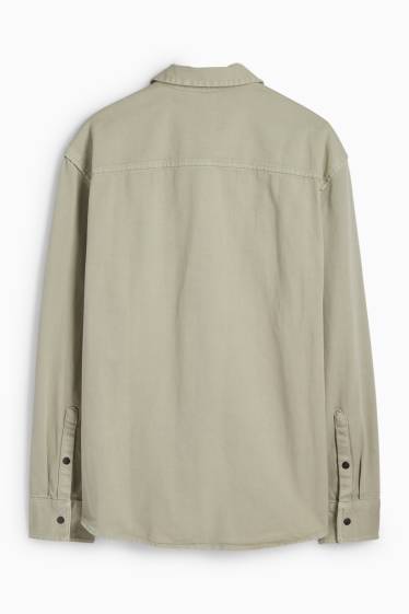 Bărbați - Cămașă din denim - relaxed fit - guler Kent - verde deschis