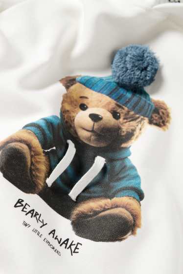Kinder Buben - Teddybär - Hoodie - weiß