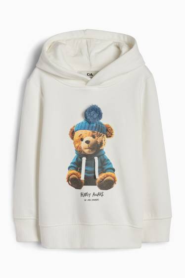 Kinder Buben - Teddybär - Hoodie - weiß