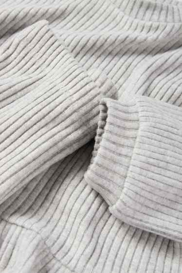 Copii - Fete - Set - tricou cu mânecă lungă și colanți evazați - reiați - 2 piese - gri deschis