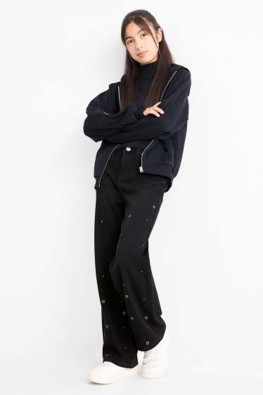 Copii - Fete - Wide leg jeans - denim-gri închis