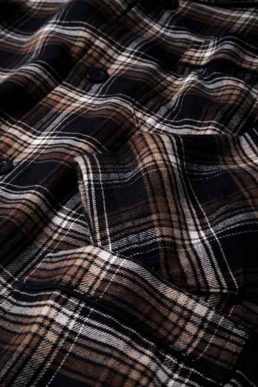 Bărbați - Pijama din flanel - în carouri - albastru închis