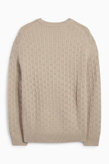 Men - Jumper - textured - light beige