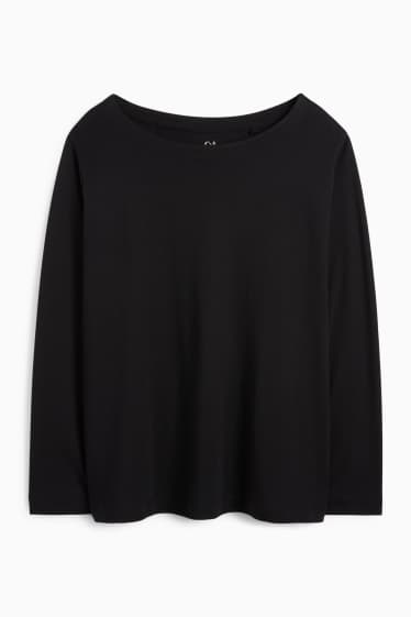 Femei - Tricou cu mânecă lungă basic - regular fit - negru