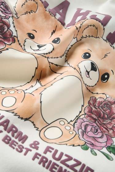 Children Girls - Teddy bear - hoodie - cremewhite
