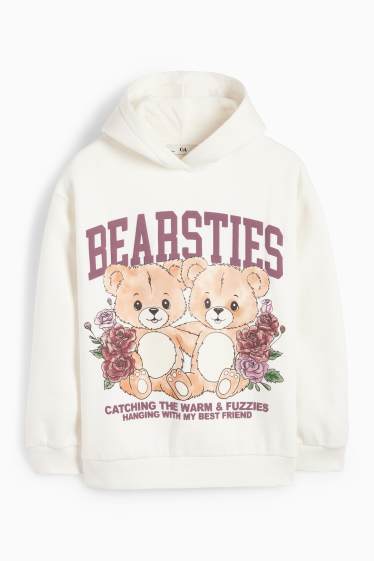 Children Girls - Teddy bear - hoodie - cremewhite