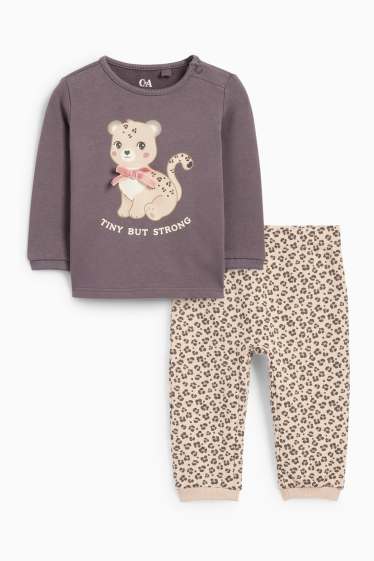 Bebeluși - fete - Leopard - pijama bebeluși - 2 piese - gri