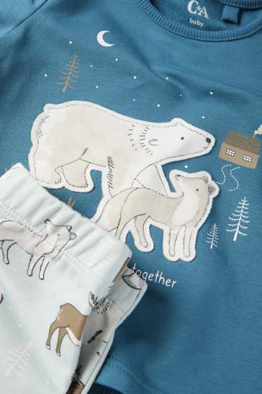 Bebeluși - băieți - Lup și urs polar - pijama bebeluși - 2 piese - petrol