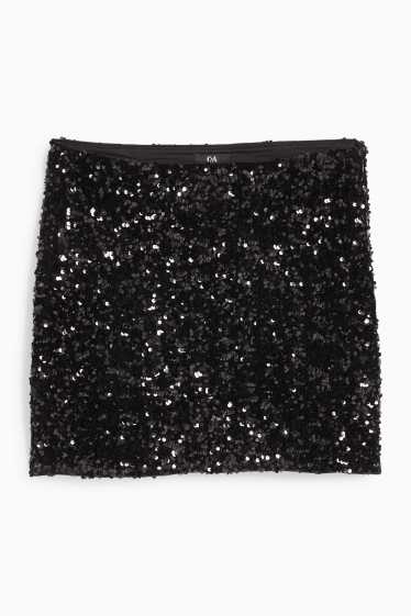 Femei - Fustă mini cu paiete - negru