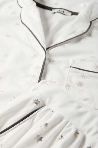 Femei - Set - pijama și mască de dormit - 3 piese - cu model - alb
