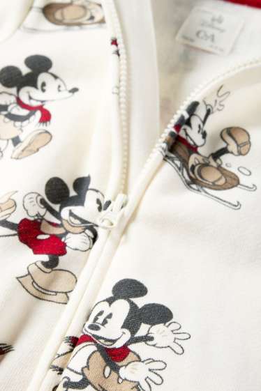 Bebeluși - băieți - Mickey Mouse - salopetă bebeluși - alb-crem