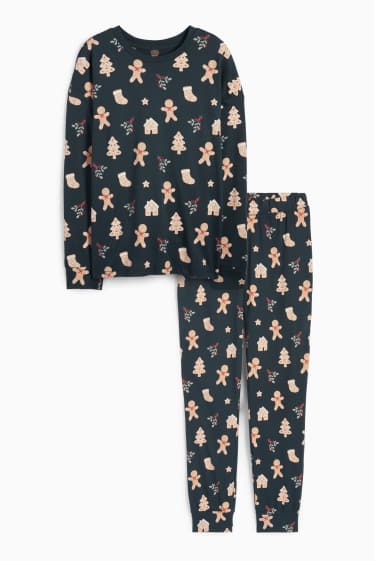 Dámské - Mini Me - dámské vánoční pyžamo - se vzorem - tmavozelená