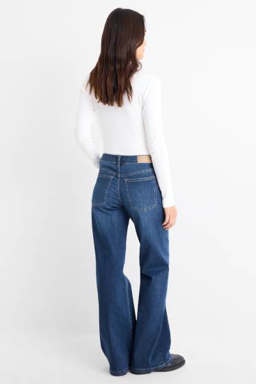 Femei - Wide leg jeans - talie înaltă - denim-albastru