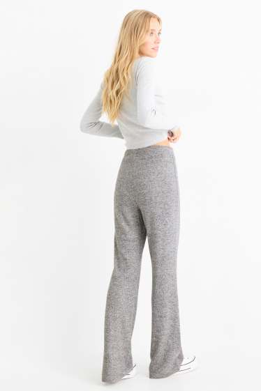 Women - Knitted joggers - gray-melange