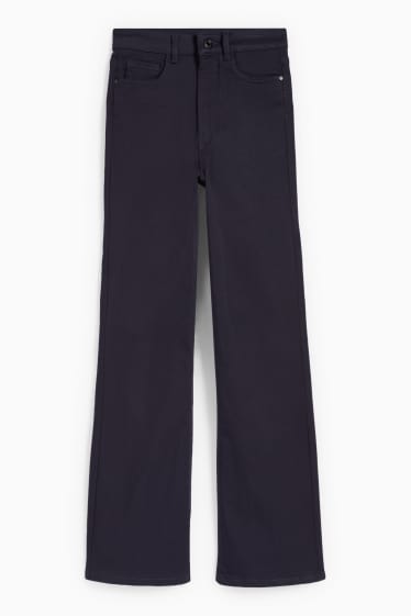 Femei - Pantaloni de stofă - talie înaltă - evazați - albastru închis
