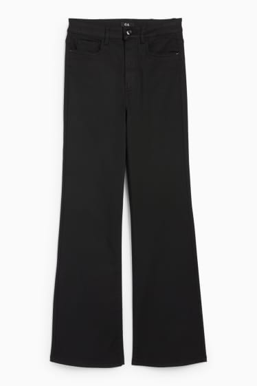Femei - Pantaloni de stofă - talie înaltă - evazați - negru