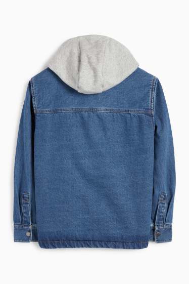 Copii - Băieți - Jachetă tip cămașă din denim cu glugă - denim-albastru