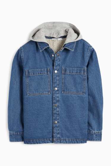 Copii - Băieți - Jachetă tip cămașă din denim cu glugă - denim-albastru