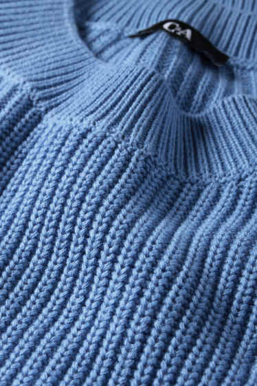 Dámské - Svetr - žebrovaný - světle modrá