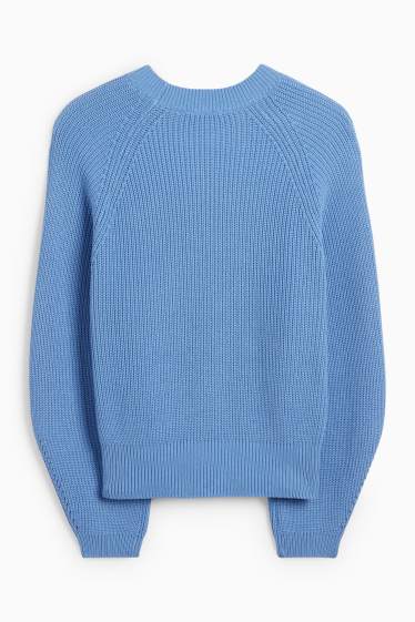 Dámské - Svetr - žebrovaný - světle modrá