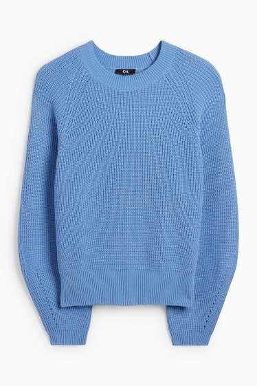 Dámské - Svetr - žebrovaný - světle modrá