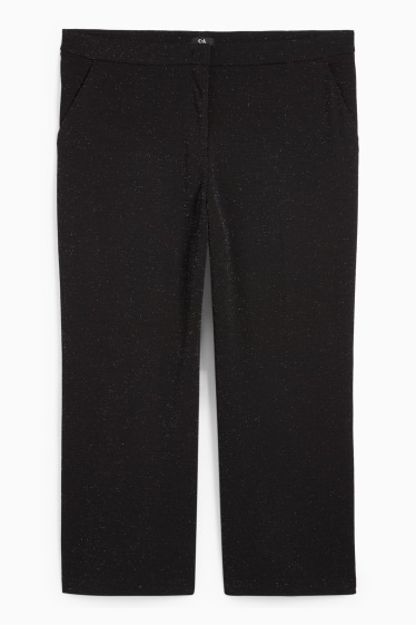 Femei - Pantaloni office - talie înaltă - wide leg - negru